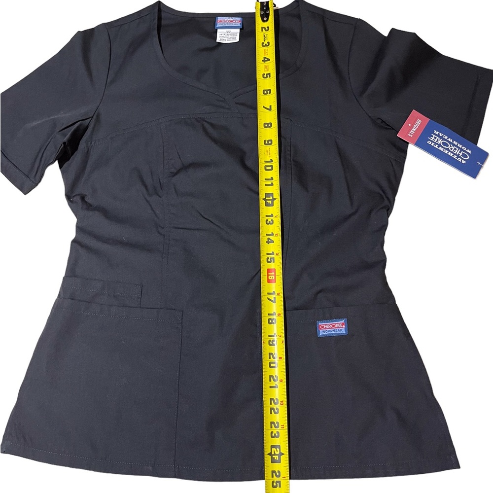 Two Cherokee scrub tops black and blue size XS New - Picture 5 of 12